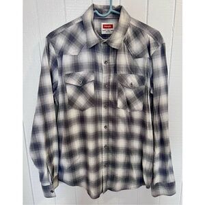 Wrangler Plaid Western Shirt Button Front Long Sleeve  Men's Sz Medium